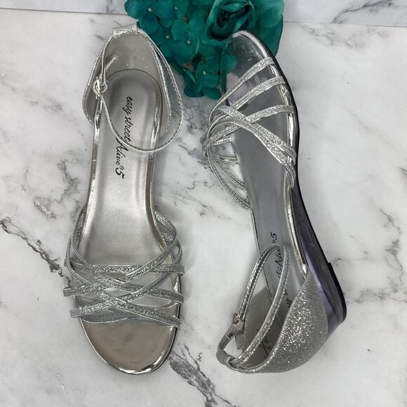 EASY STREET Tarrah Silver Glitter Sandals - Picture 3 of 7